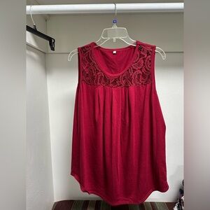 Red Scoop Neck Top